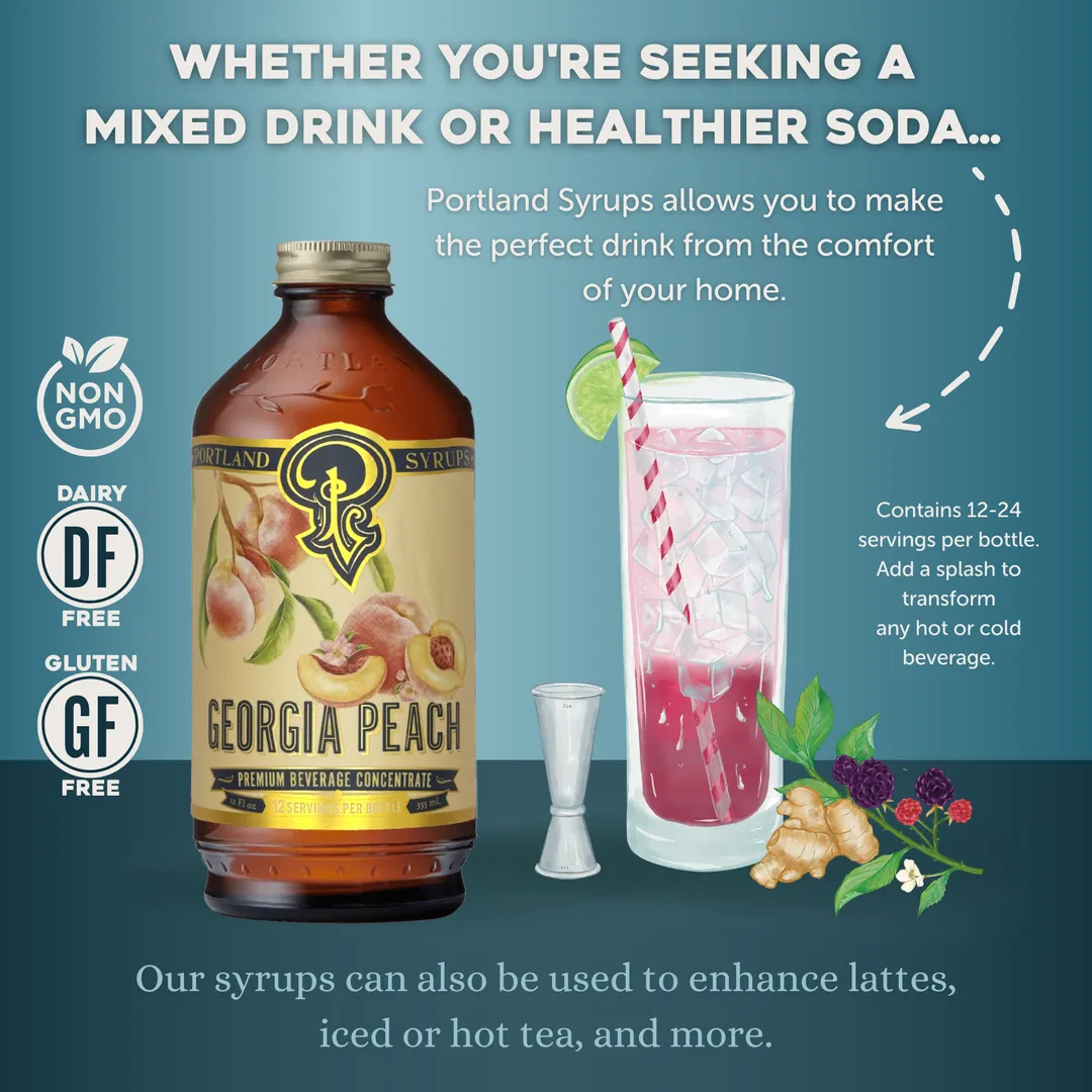 Georgia Peach Syrup 3.4 oz - Cocktail / Mocktail Mix
