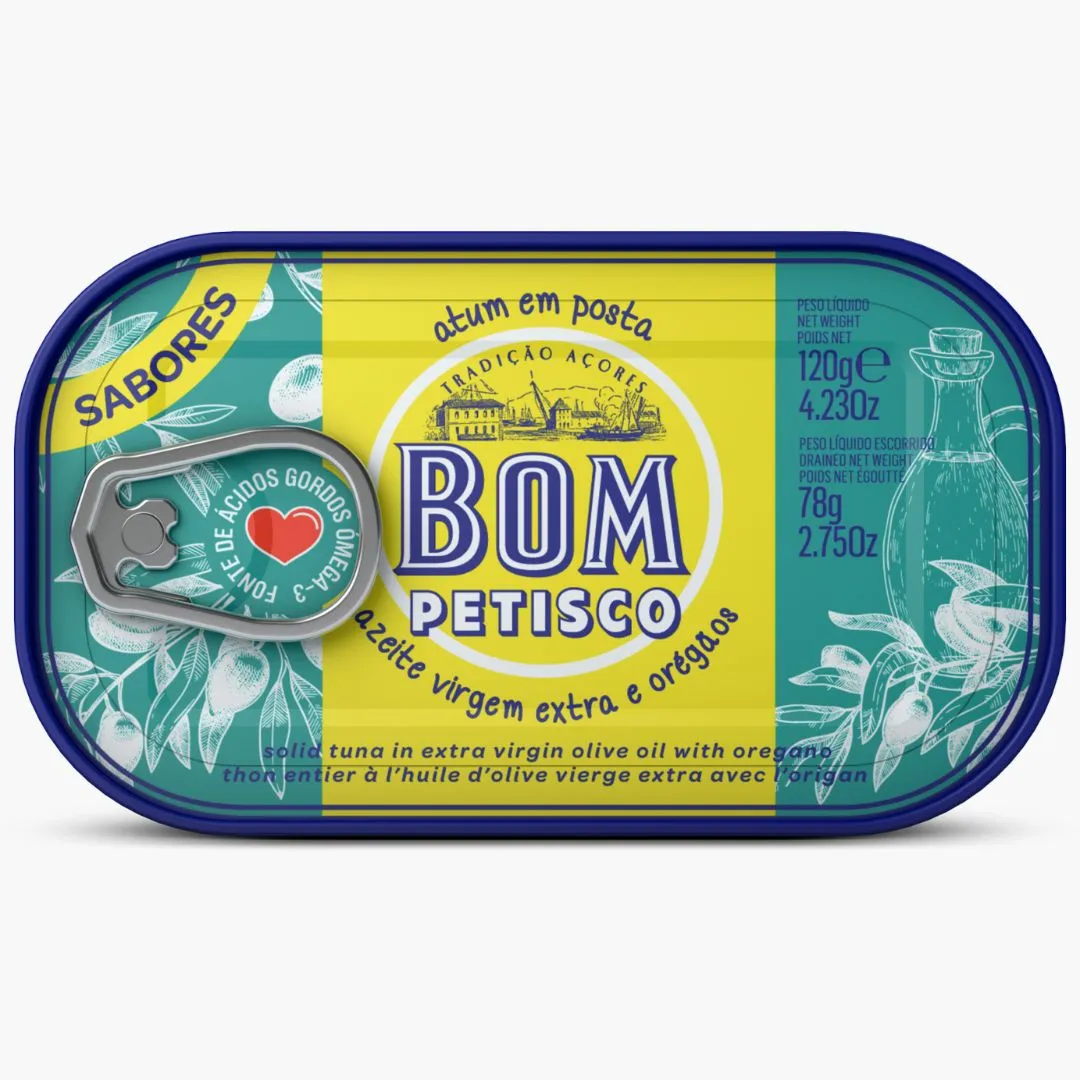 Bom Petisco Solid Tuna in Extra Virgin Olive Oil with Oregano-120gr