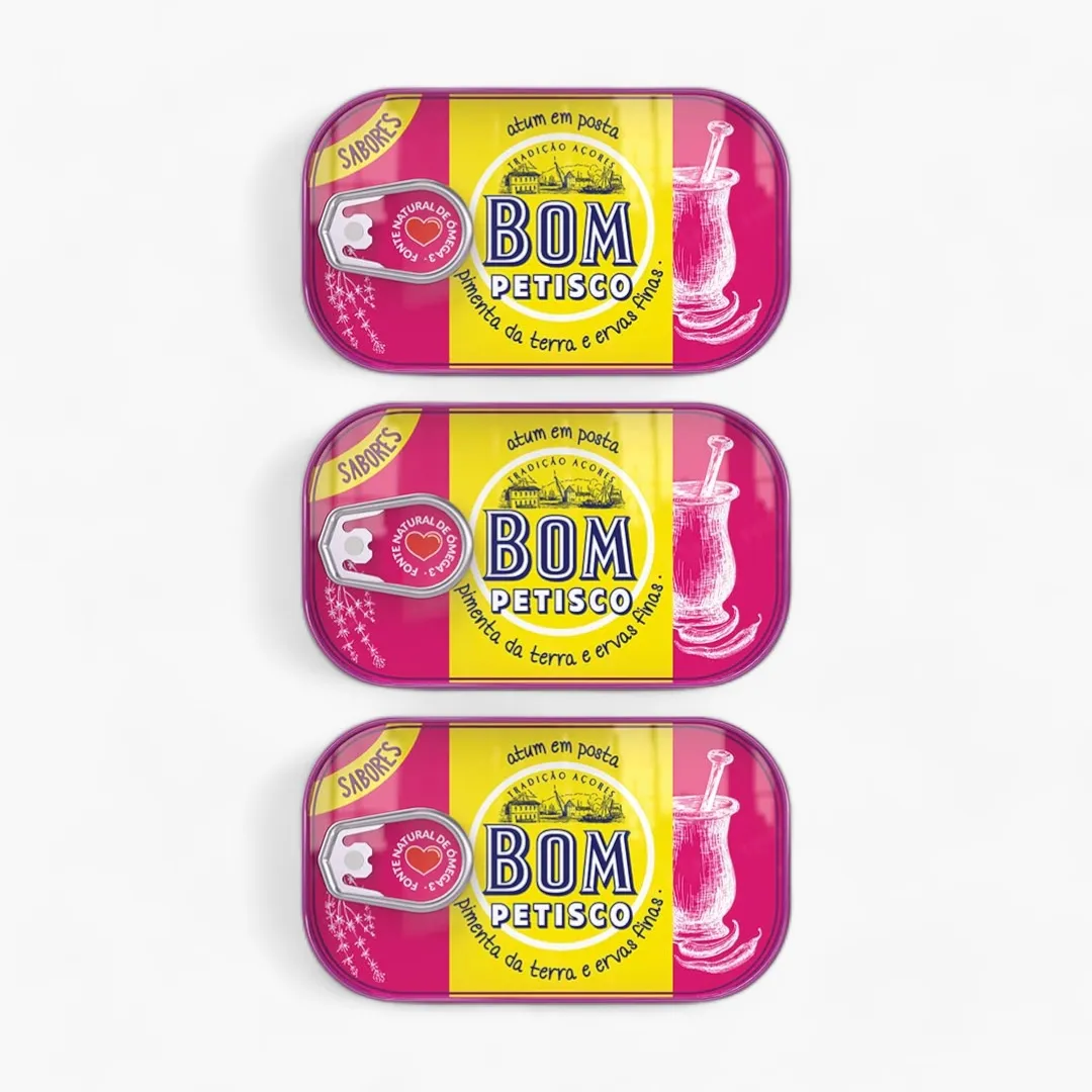 Bom Petisco Solid Tuna in Vegetable Oil with Pepper and Fine Herbs-120gr