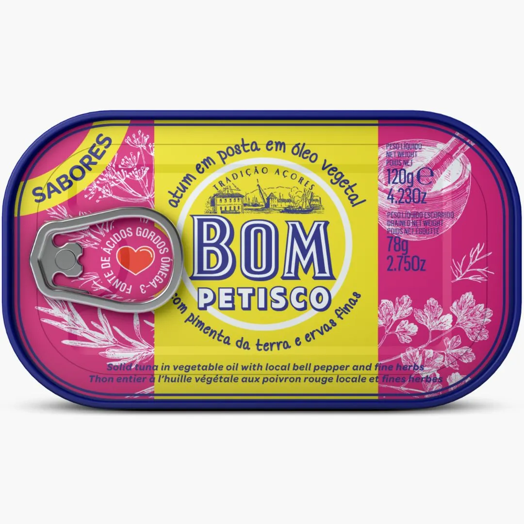 Bom Petisco Solid Tuna in Vegetable Oil with Pepper and Fine Herbs-120gr