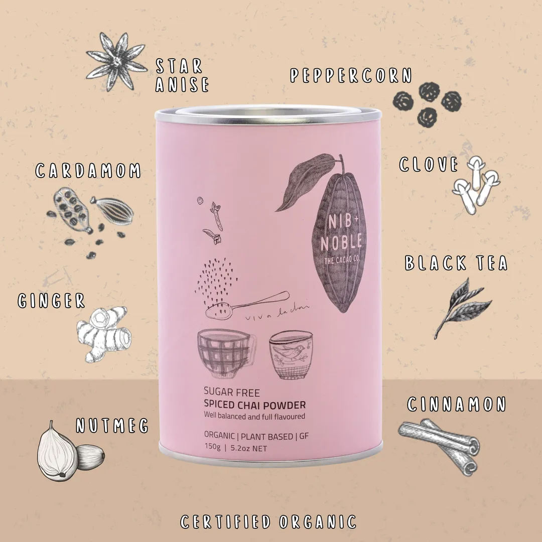 Sugar Free Chai Latte Powder 150g, Organic Masala