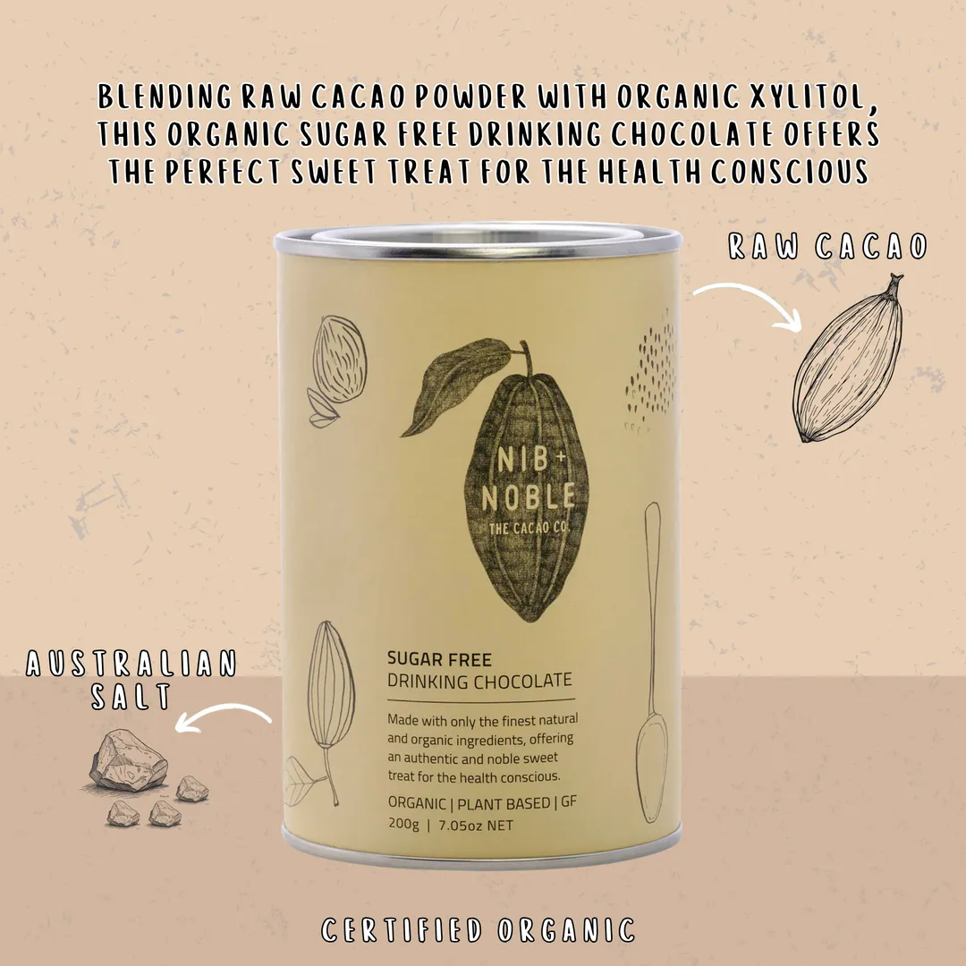 Sugar Free Drinking Chocolate 200g, Organic