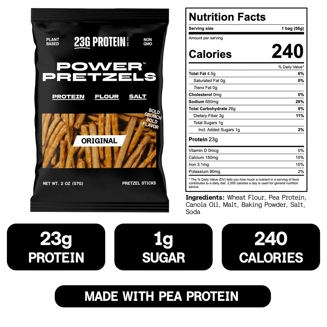 Original Salted Protein Pretzels, 23g Protein Per Bag (6 Ct. Salt) 