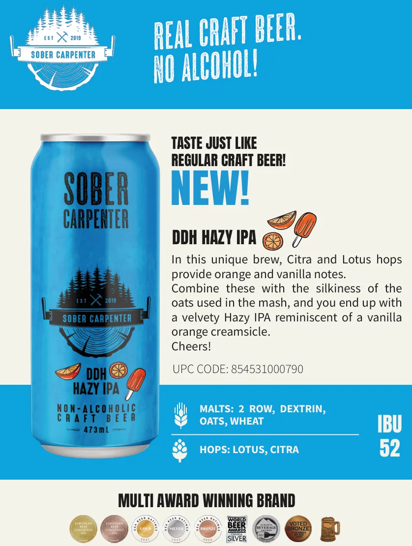Sober Carpenter Double Dry Hop(DDH) Hazy IPA - 16oz