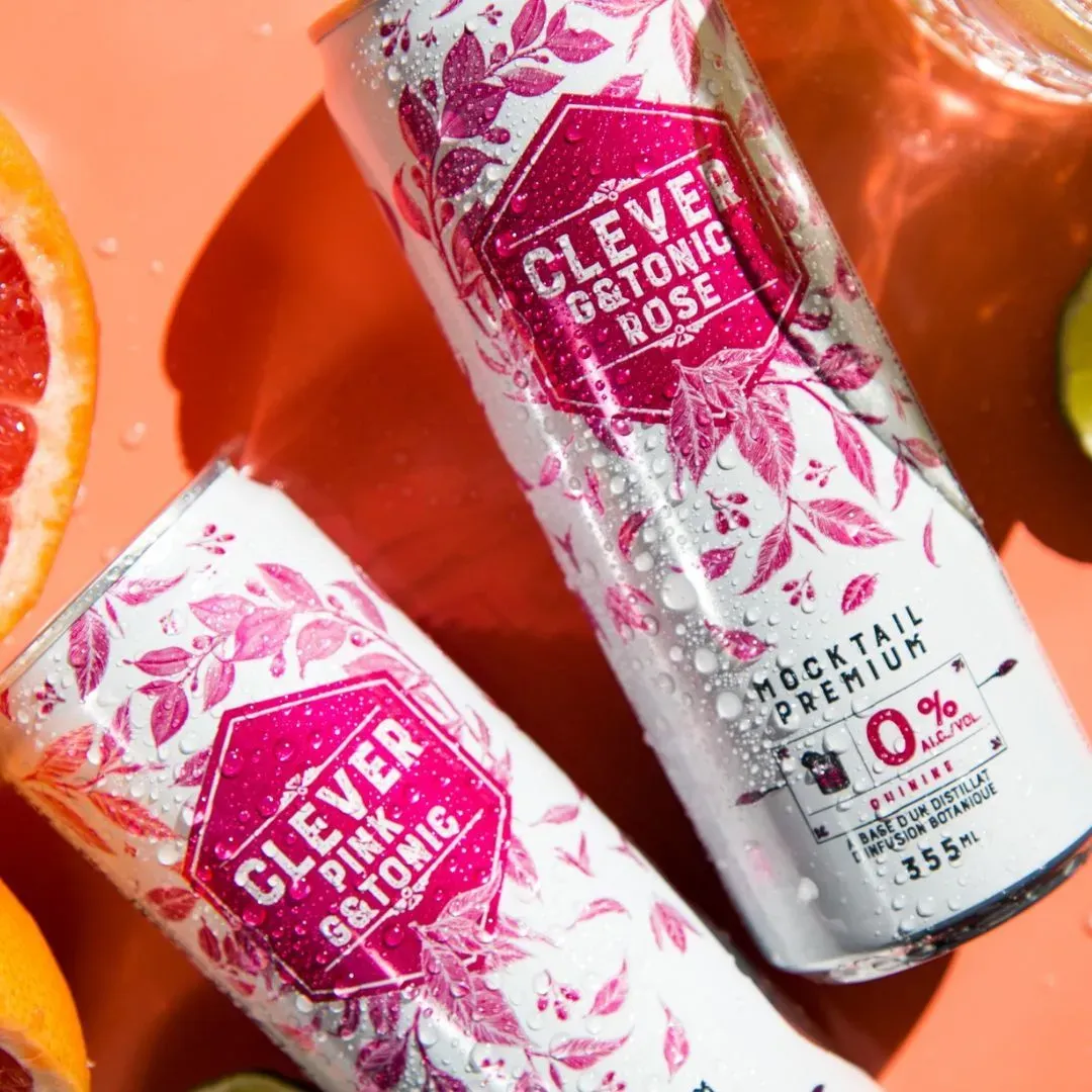 Clever Pink G and Tonic - Non-Alcoholic Craft Mocktail - 12oz  Cans (24pk)