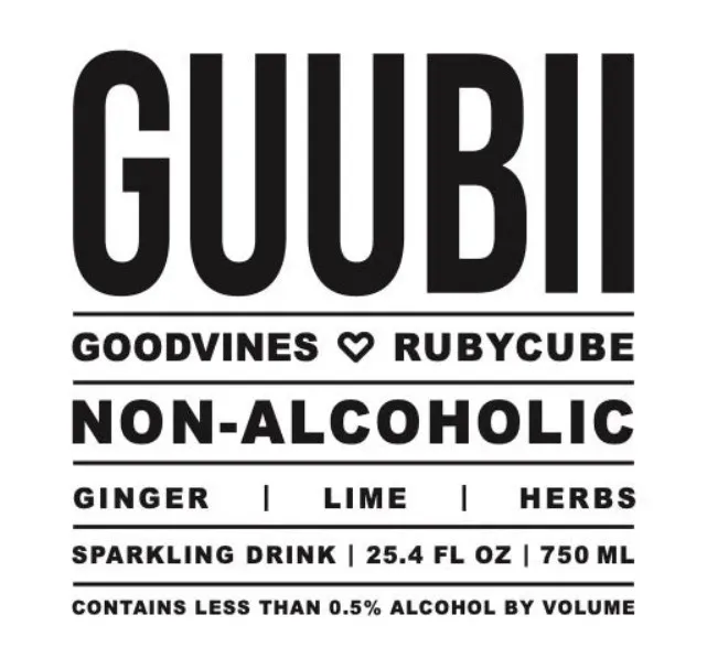 GUUBII - Ginger-Lime Sparkling Non-Alcoholic Riesling Wine & Red Wine Vinegar HYBRID 750ml (25.4oz)