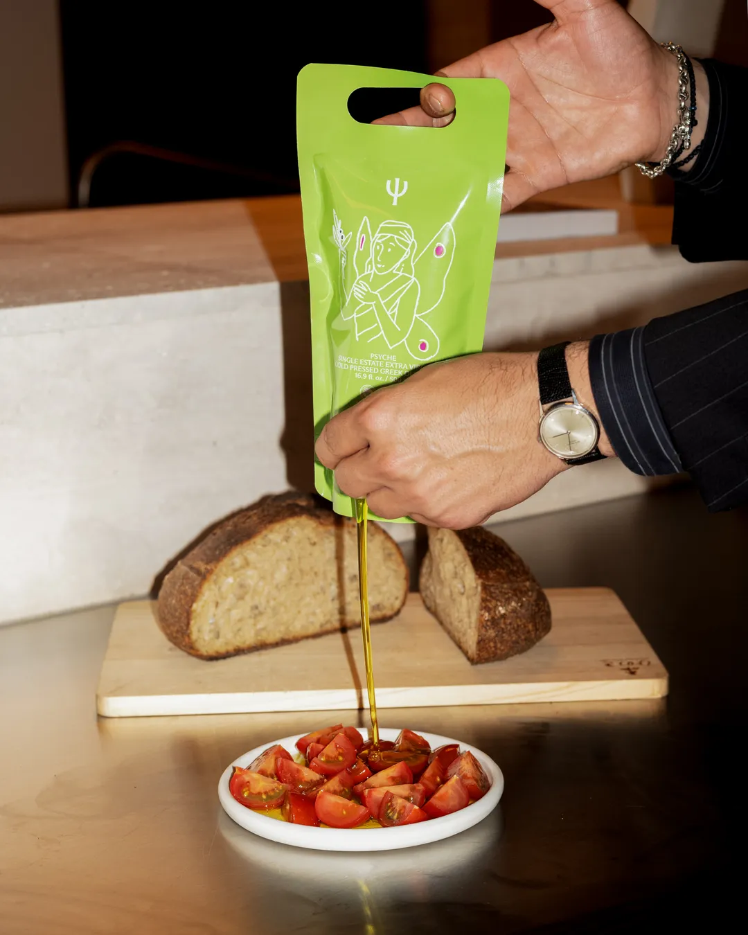 Psyche Extra Virgin Olive Oil Green Bag