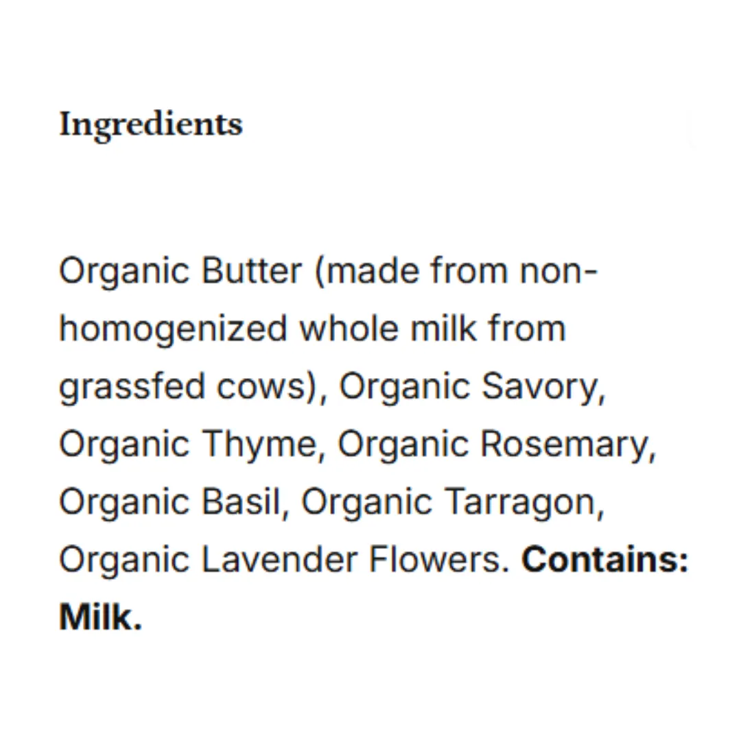 Herbes De Provence Ghee, Grassfed and Certified Organic