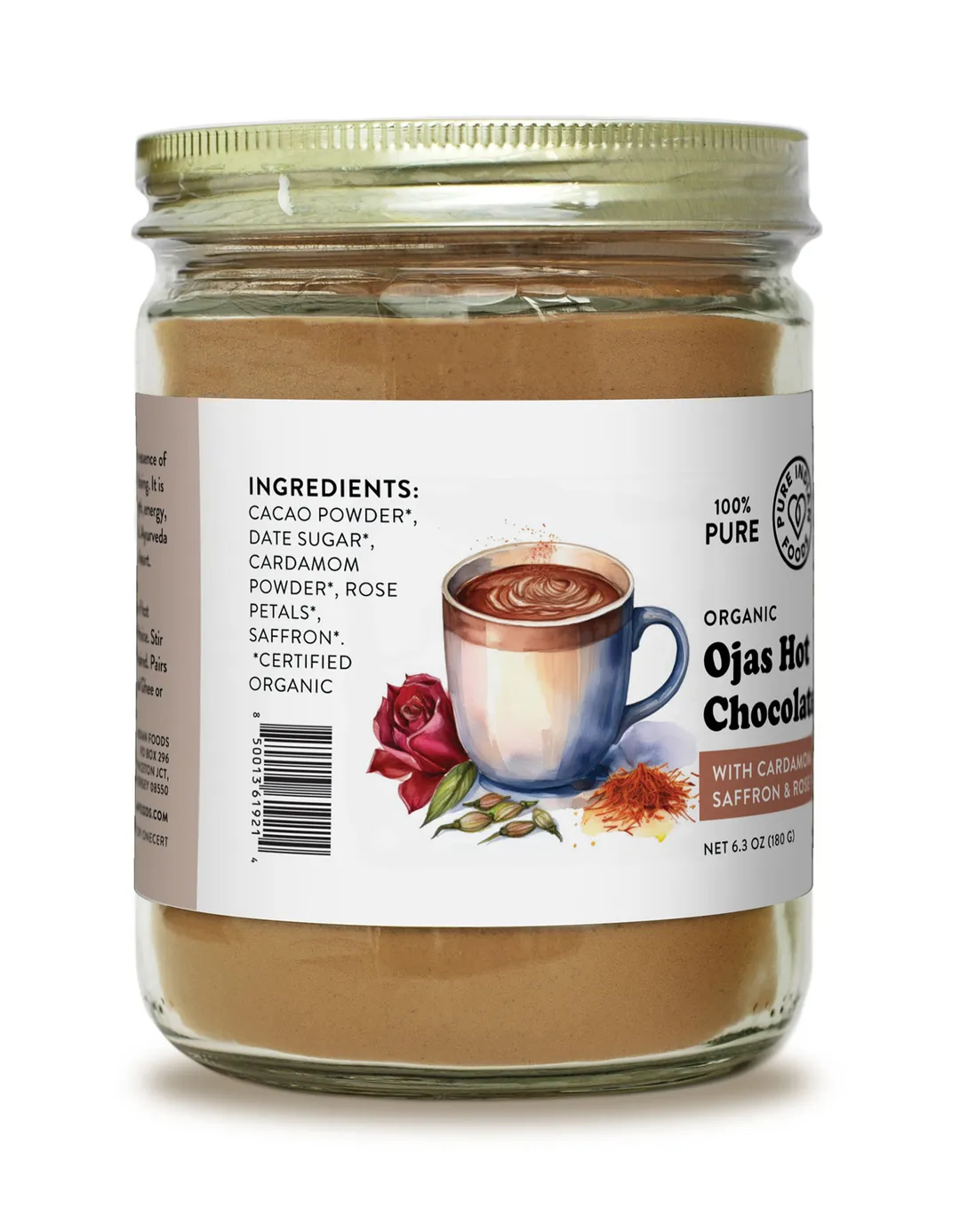 Ojas Hot Chocolate with Cardamom, Saffron, & Rose, Certified Organic - 6.3 oz