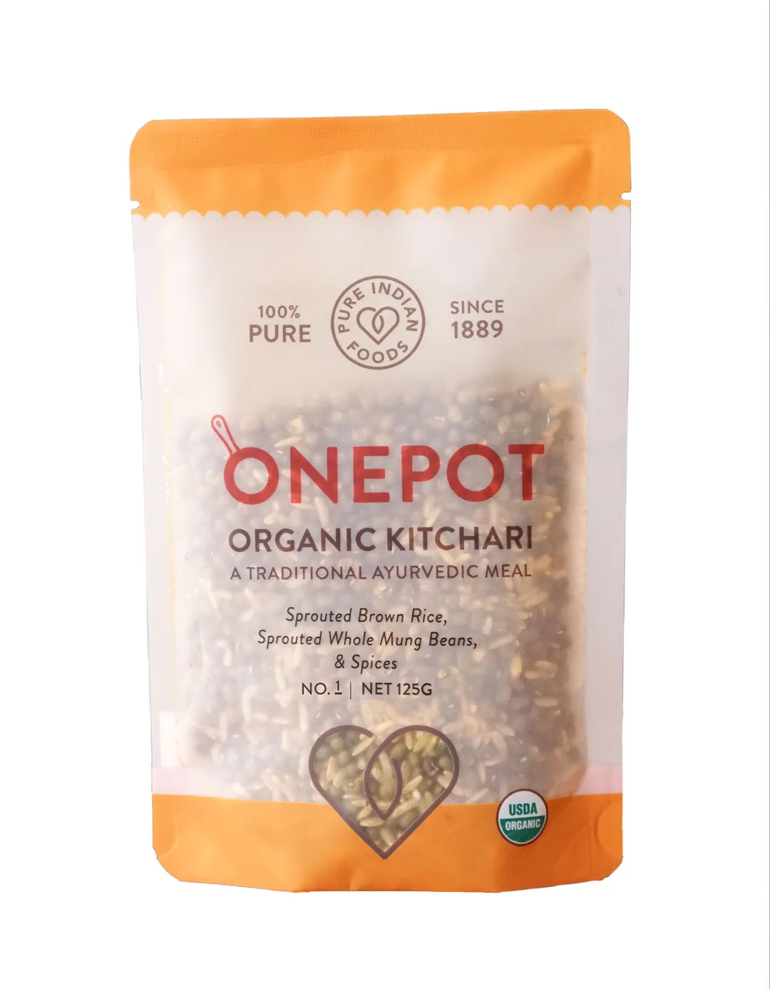 OnePot Kitchari Single Pack Ready-to-Cook Meal, Organic - No.1 - Sprouted Brown Rice & Sprouted Whole Mung Beans