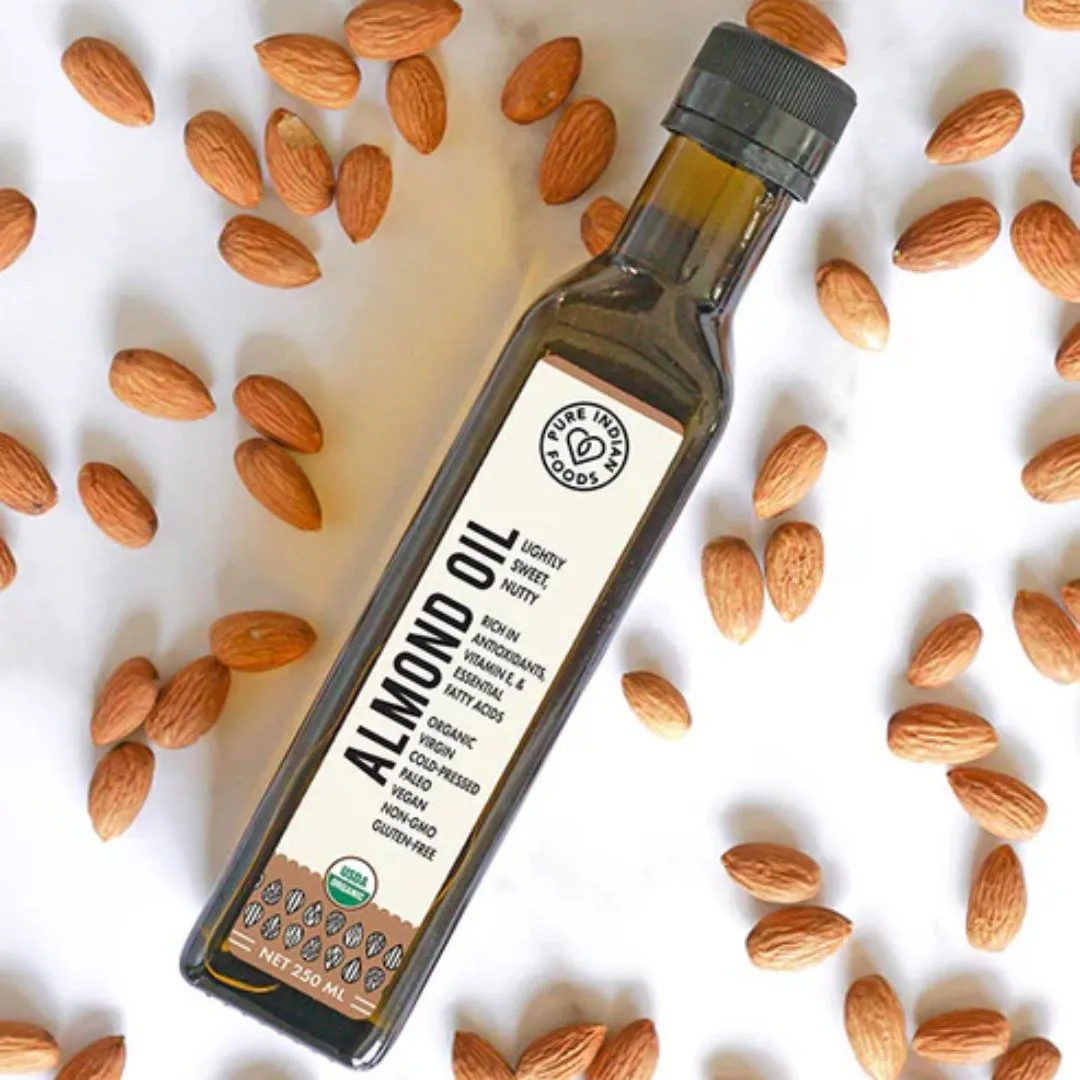 Almond Oil, Virgin, Cold-Pressed and Certified Organic