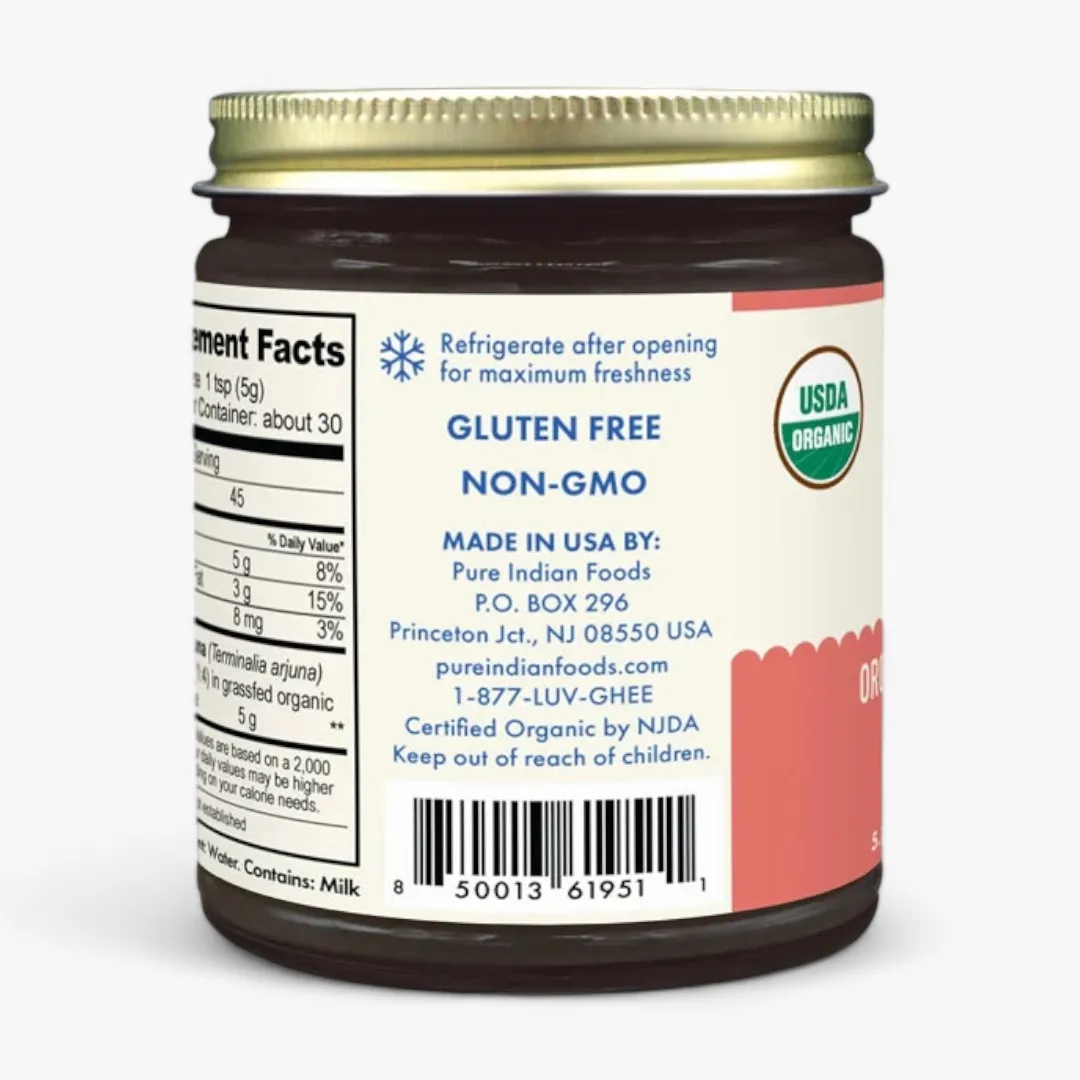 Arjuna Ghee, Grassfed and Certified Organic