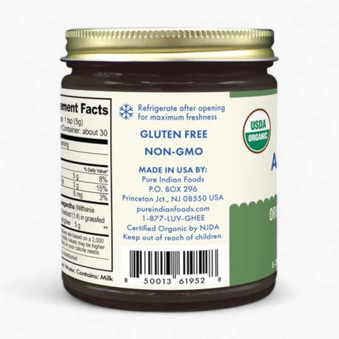 Ashwagandha Ghee, Grassfed and Certified Organic