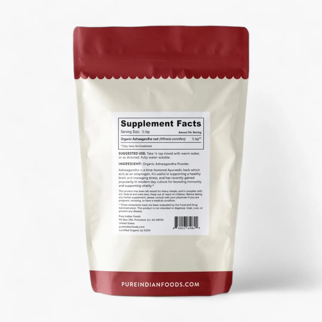 Ashwagandha Root Powder, Certified Organic - 8 oz