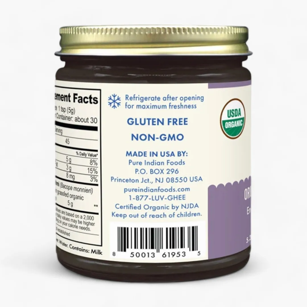 Brahmi Ghee, Grassfed and Certified Organic