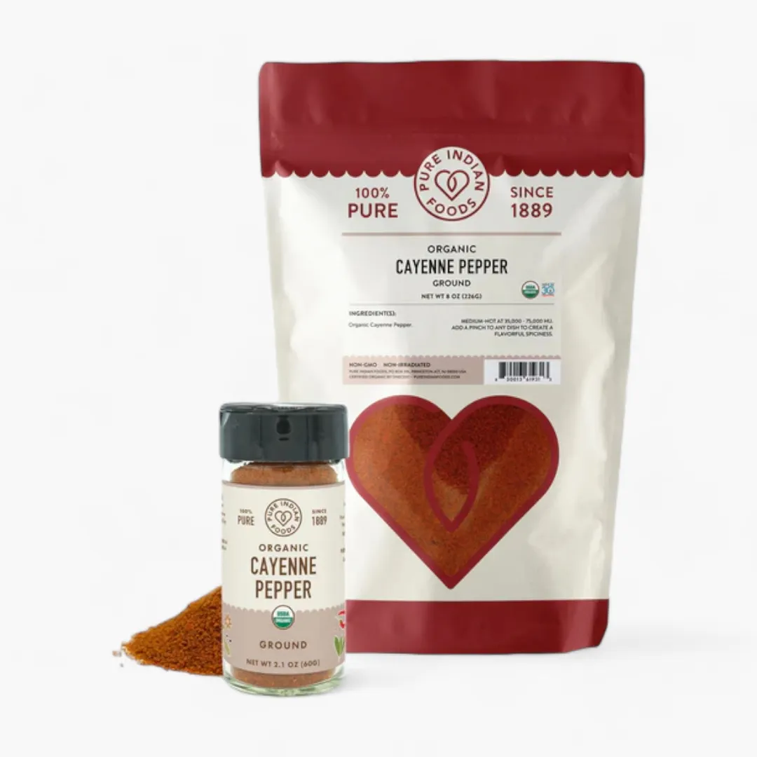 Cayenne Red Chili Pepper Ground, Certified Organic (2.1 oz Glass Bottle)