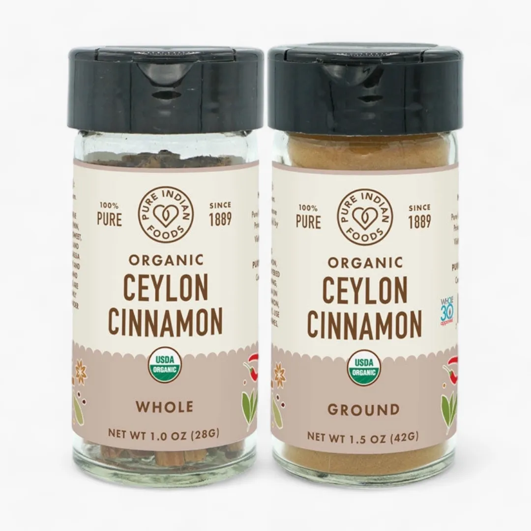 Cinnamon (Ceylon True), Certified Organic - Whole (3" sticks - 1 oz Glass Bottle)