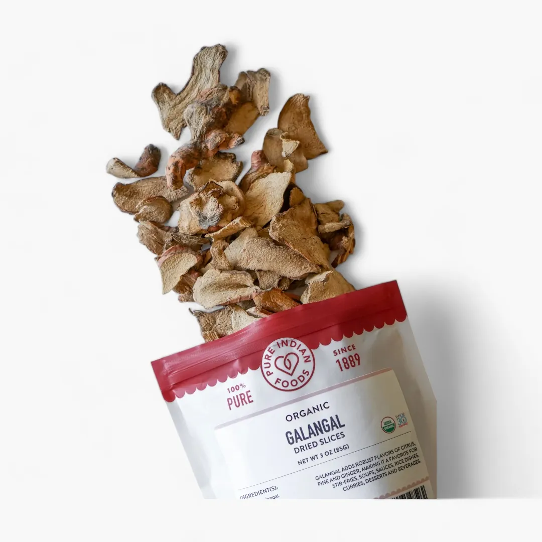 Galangal Dried Slices, Certified Organic - 3 oz