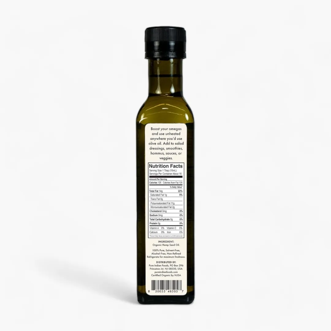 Hemp Seed Oil, Virgin & Certified Organic - 250 Ml