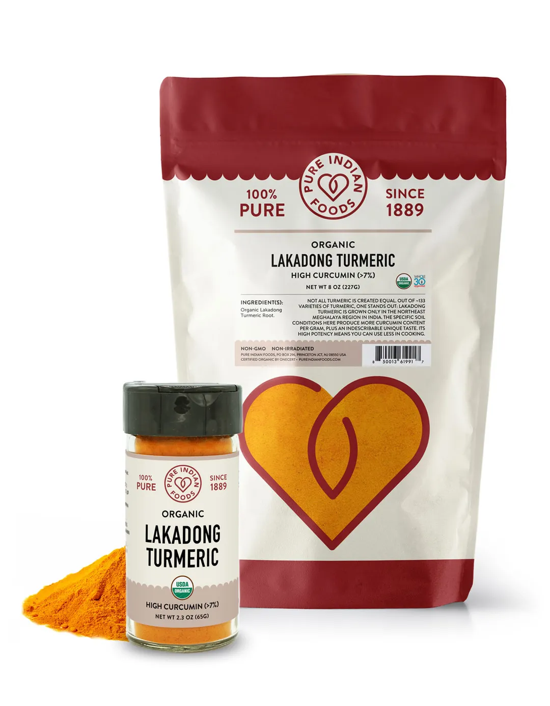Lakadong Turmeric (High Curcumin >7%), Certified Organic (2.3 oz Glass Bottle)