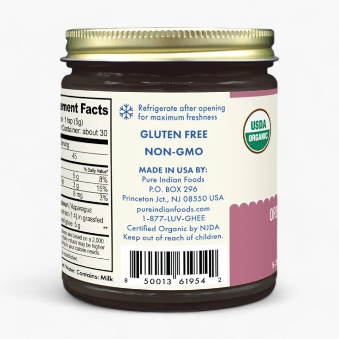 Shatavari Ghee, Grassfed and Certified Organic