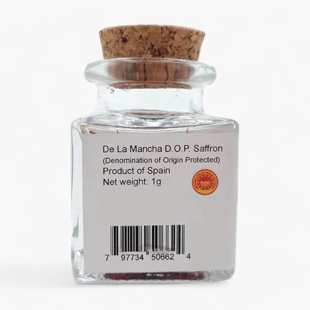 Spanish Saffron 1g Glass Bottle, Certified Organic