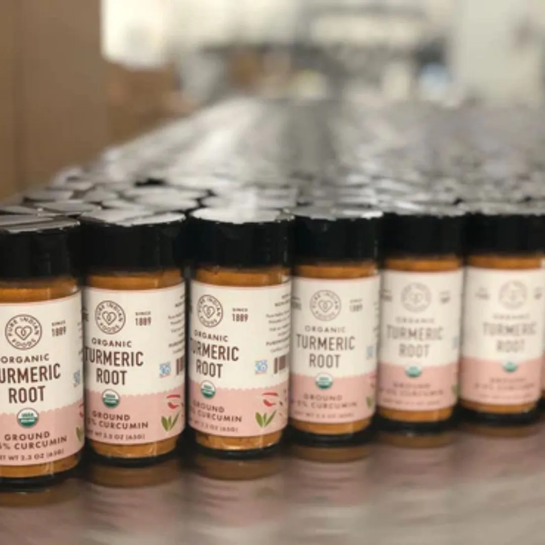 Turmeric Root Ground, Rich in Curcumin, Certified Organic (2.3 oz Glass Bottle)