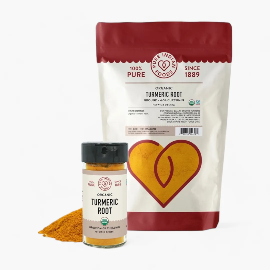 Turmeric Root Ground, Rich in Curcumin, Certified Organic (2.3 oz Glass Bottle)