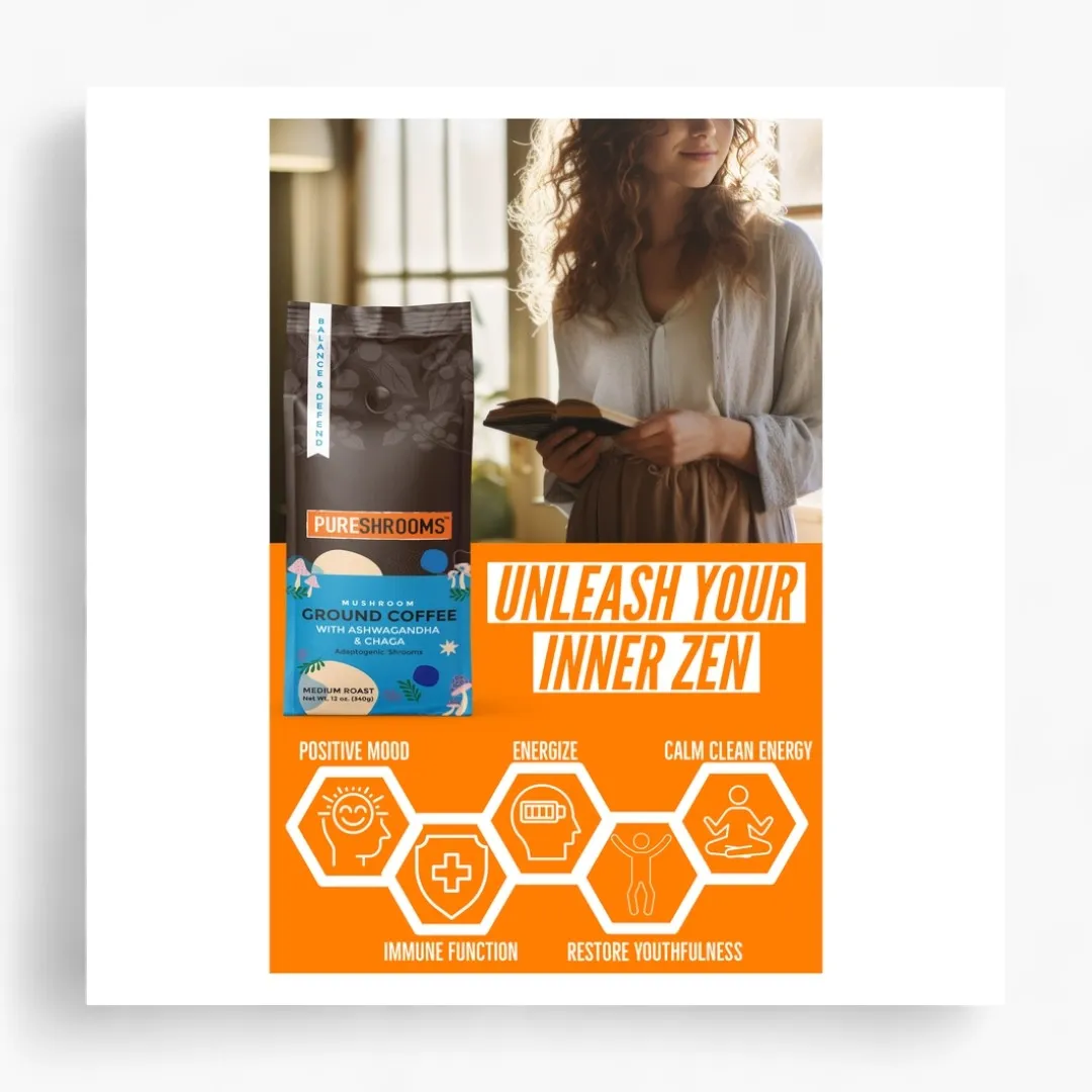 Pureshrooms Balance & Defend Mushroom Ground Coffee