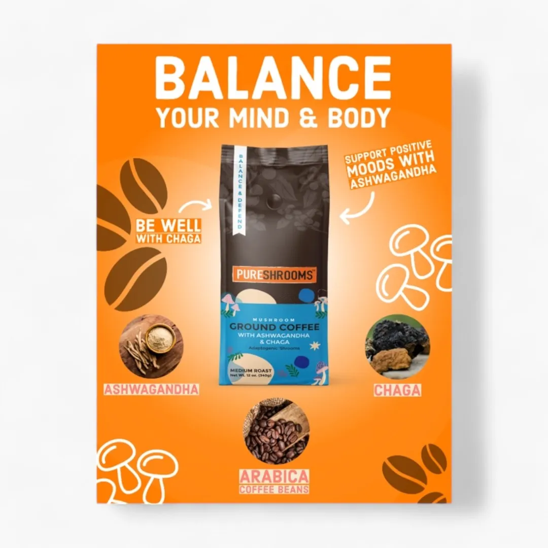 Pureshrooms Balance & Defend Mushroom Ground Coffee