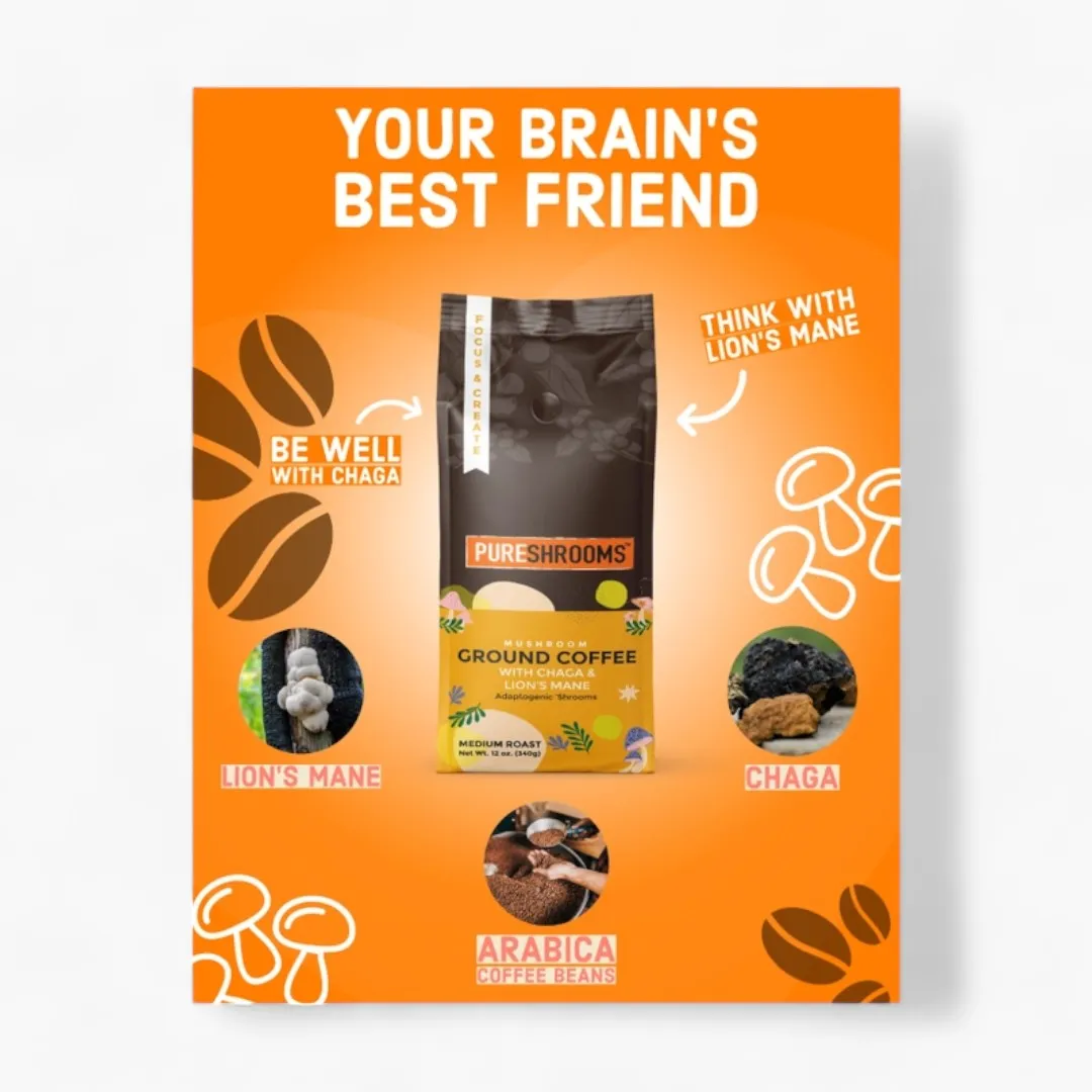Pureshrooms Focus & Create Mushroom Ground Coffee