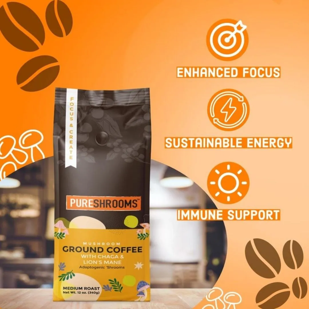 Pureshrooms Focus & Create Mushroom Ground Coffee
