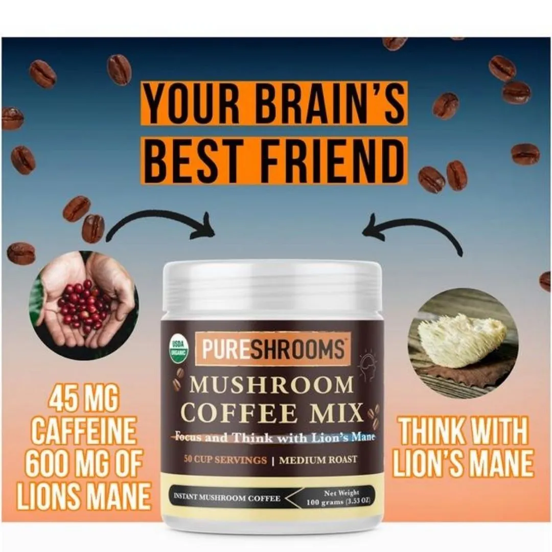 Pureshrooms Focus & Think Mushroom Coffee Mix w/ Lion's Mane