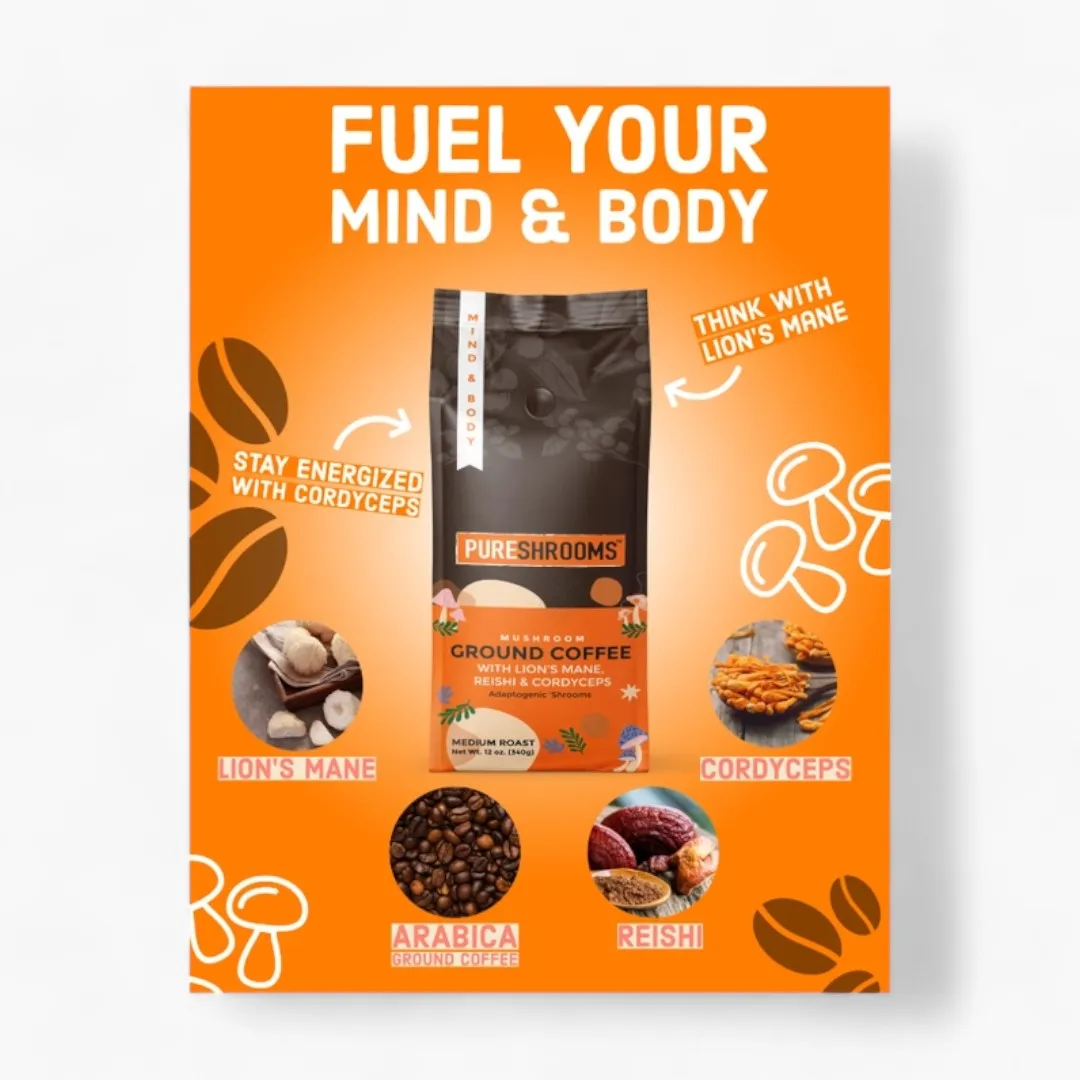 Pureshrooms Mind & Body Mushroom Ground Coffee