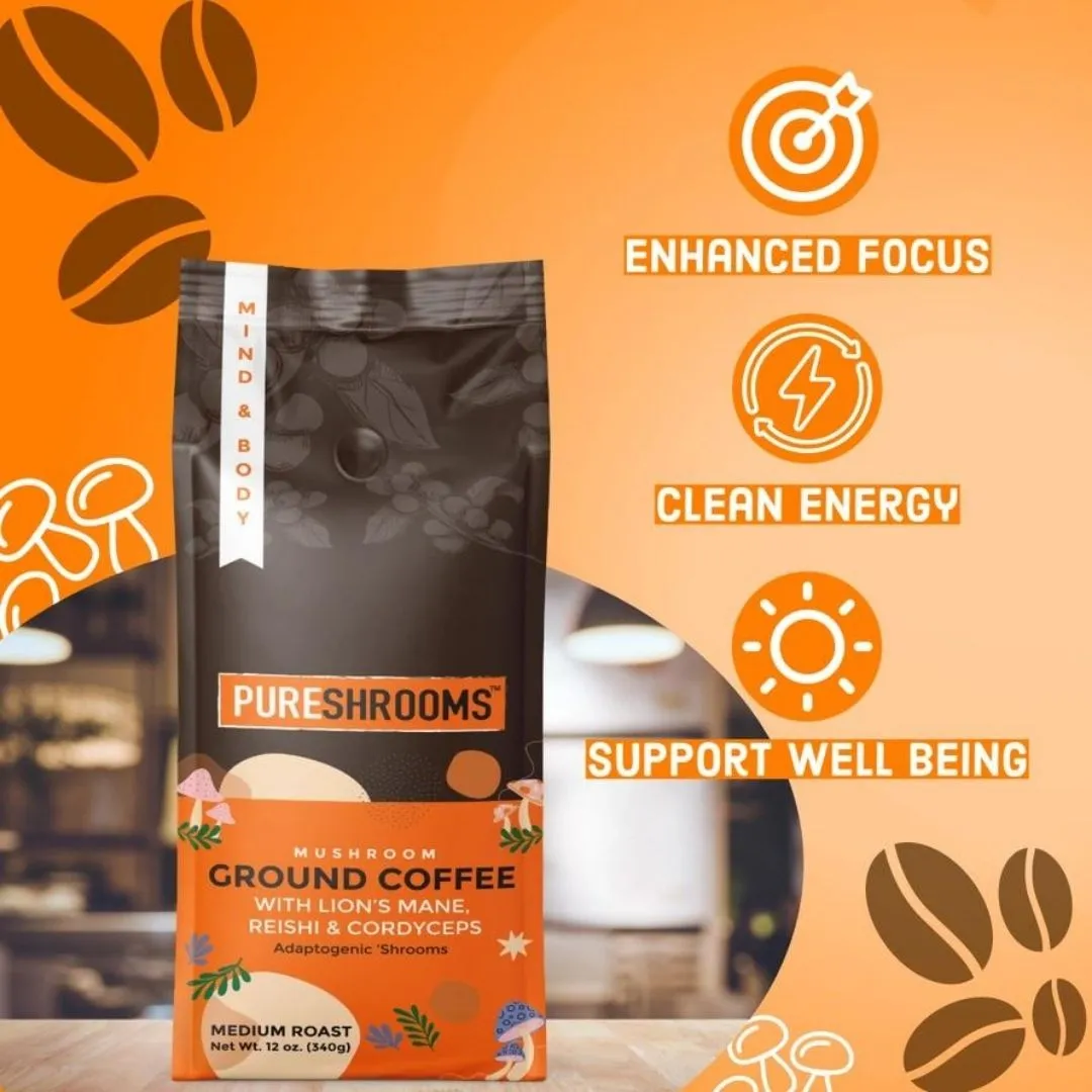 Pureshrooms Mind & Body Mushroom Ground Coffee