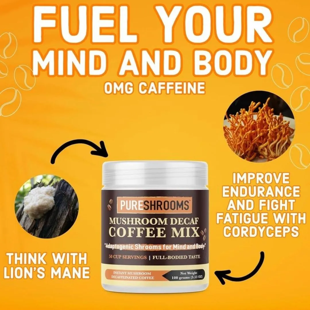 Pureshrooms Mushroom Decaf Coffee w/ Lion’S Mane & Cordyceps