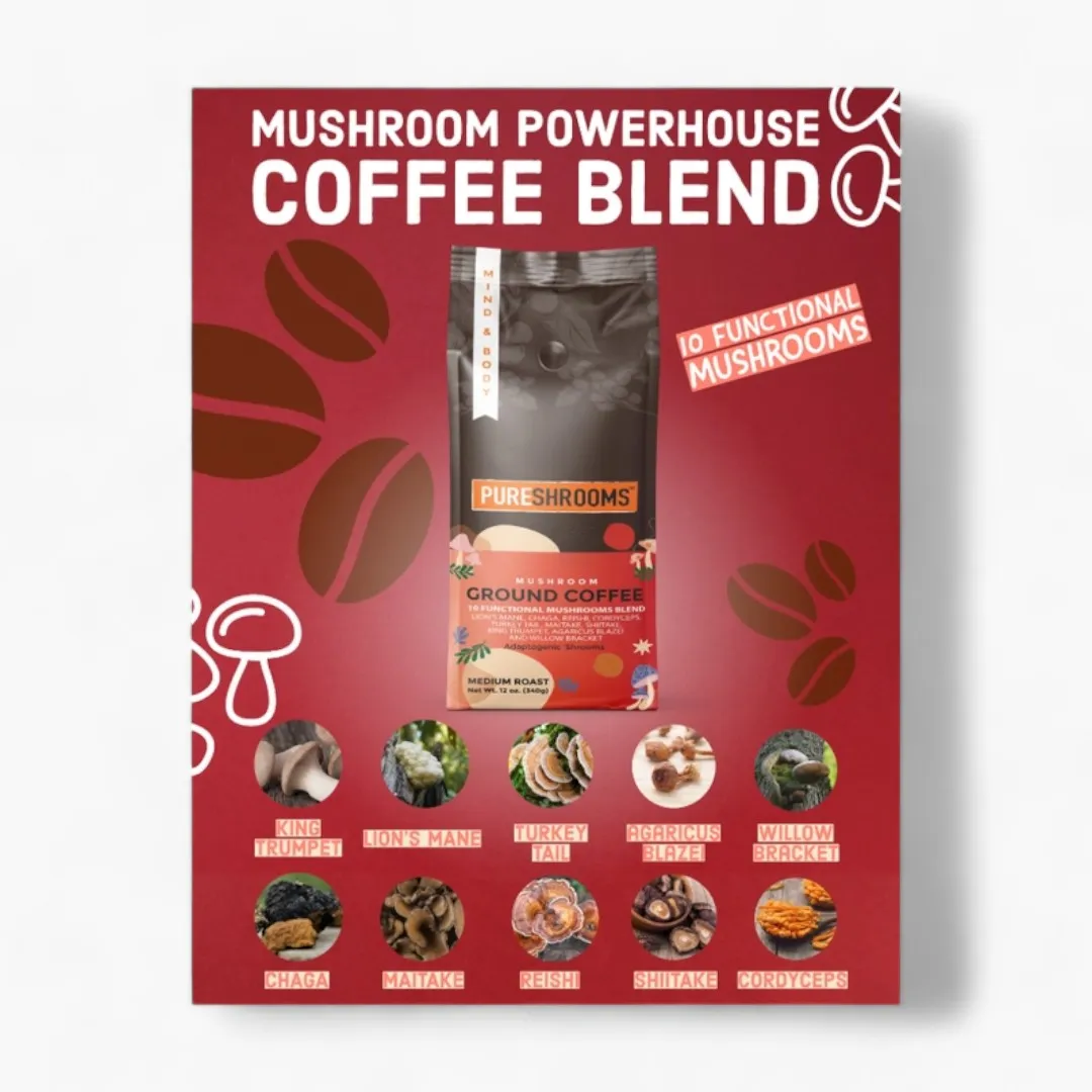 Pureshrooms Perfect 10 Mushroom Ground Coffee