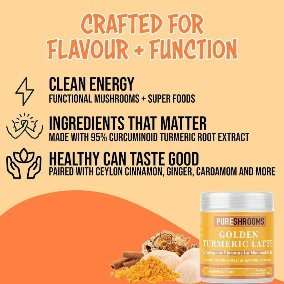 Pureshrooms Turmeric Latte w/ Lion's Mane & Turkey Tail
