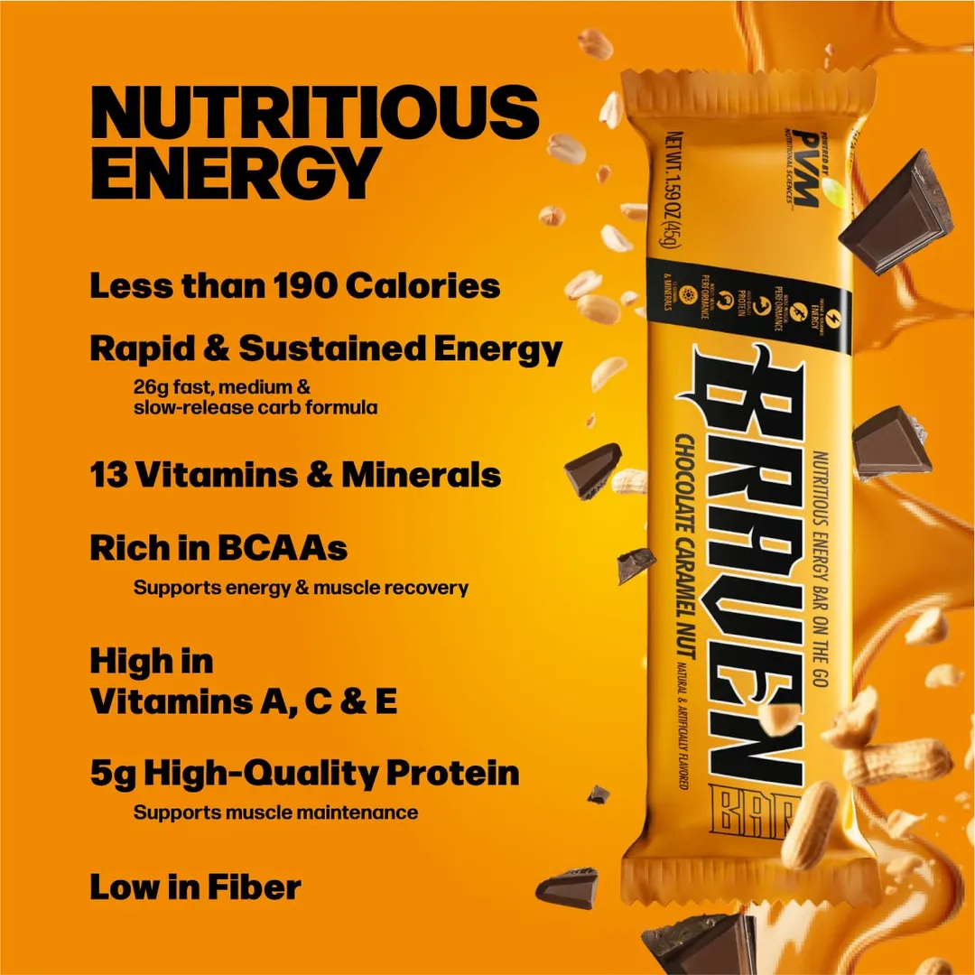 BRAVEN Energy Bar Chocolate Caramel Nut 20-pack