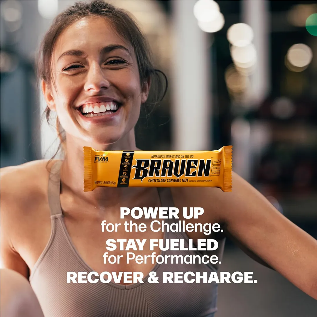 BRAVEN Energy Bar Chocolate Caramel Nut 20-pack