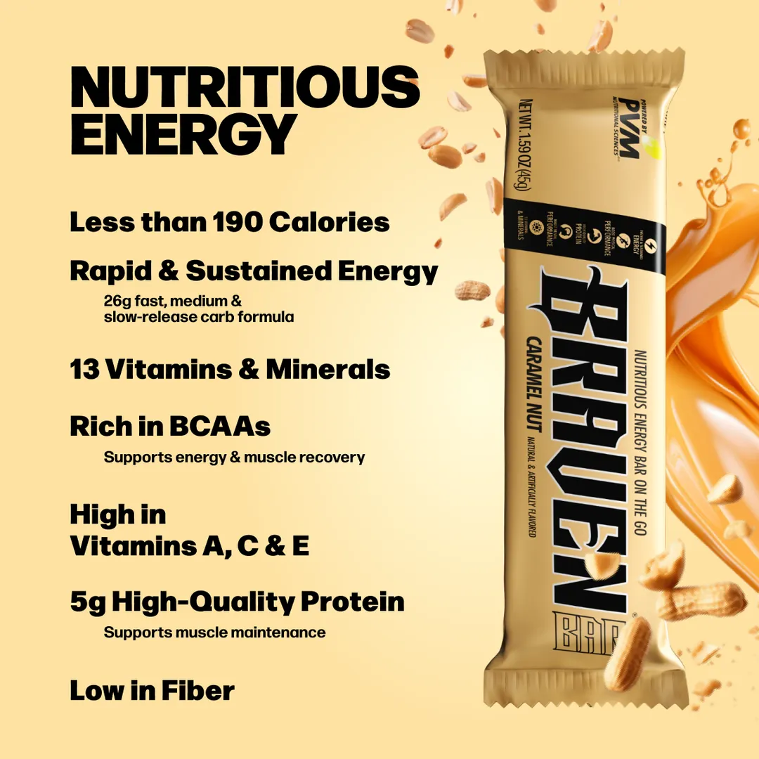 BRAVEN Energy Bar Caramel Nut 20-pack