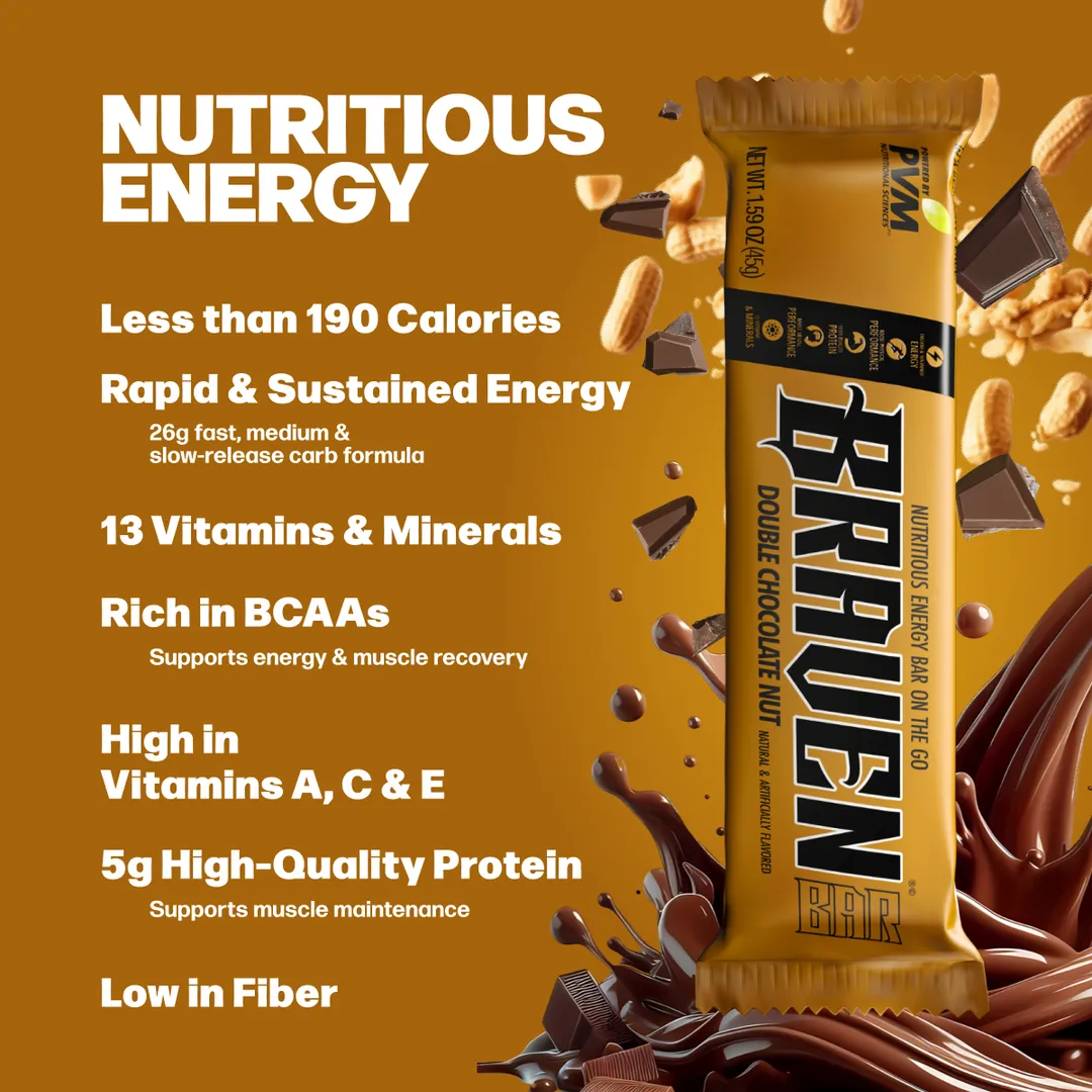 BRAVEN Energy Bar Double Chocolate Nut 20-pack