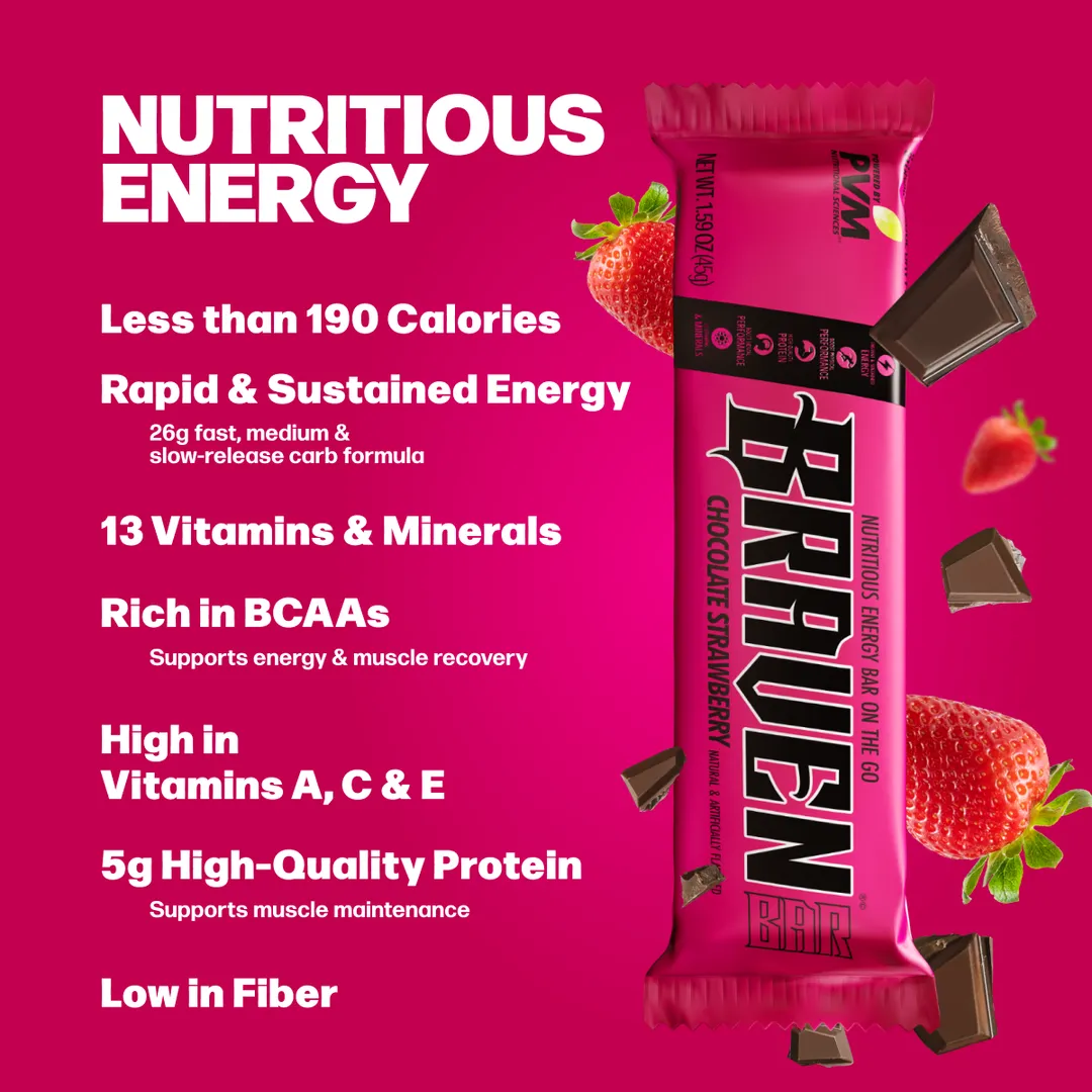 BRAVEN Energy Bar Chocolate Strawberry 20-pack