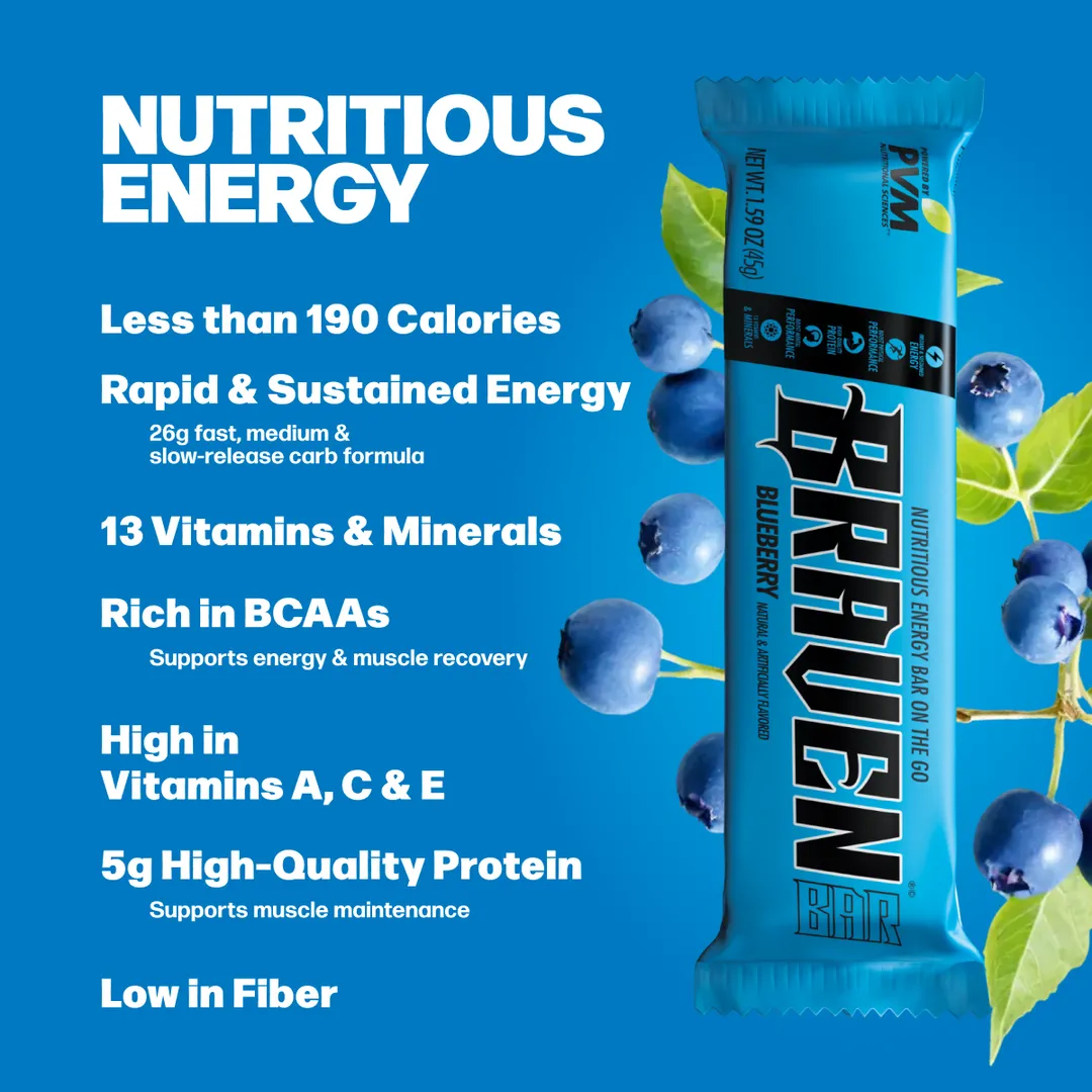 BRAVEN Energy Bar Blueberry 20-pack