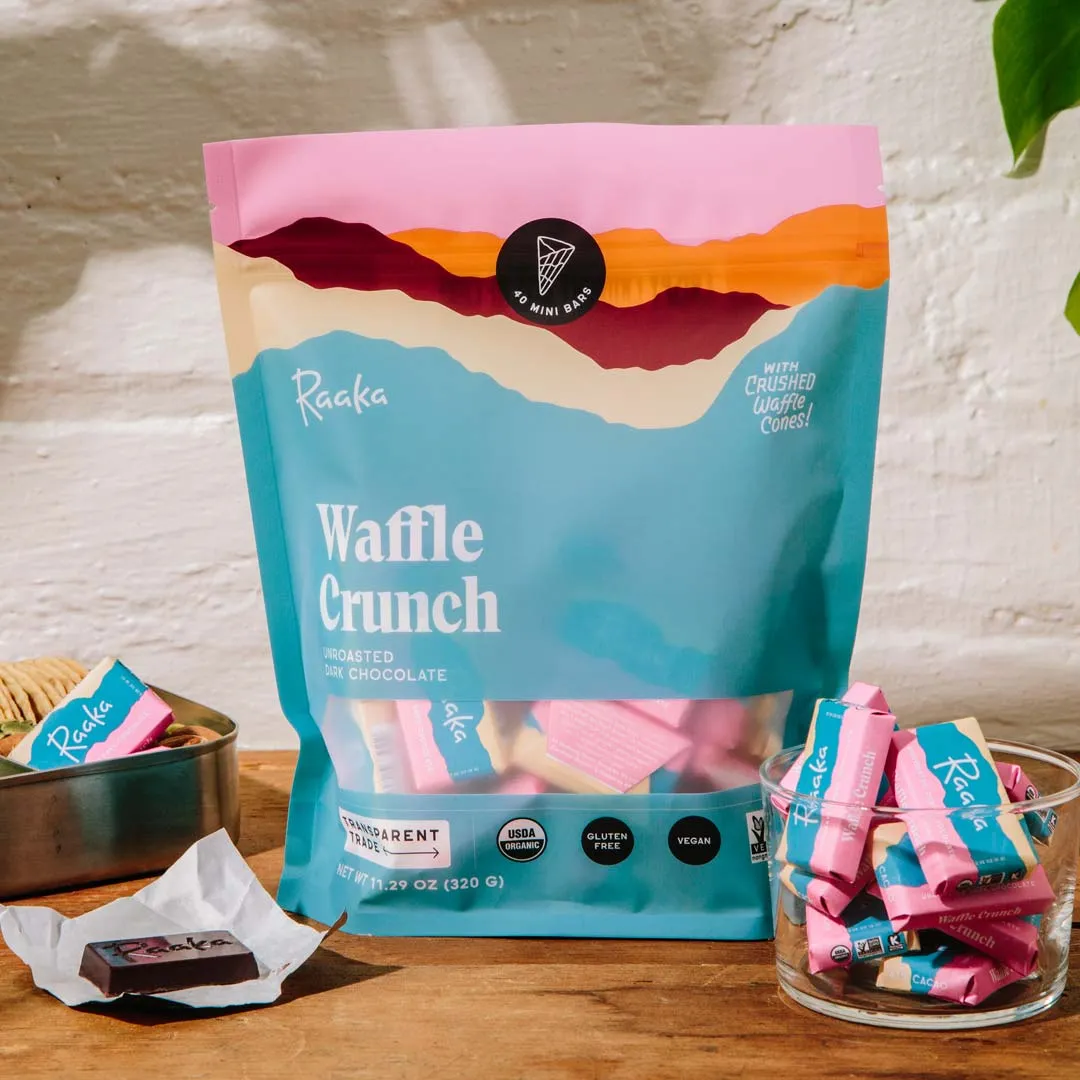 Waffle Crunch Mini Chocolate Bars (40ct Bag, 2 Bag case)