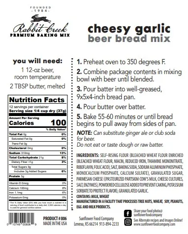 Cheesy Garlic Beer Bread Mix