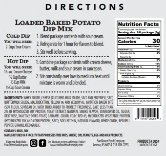 Loaded Baked Potato Dip --Multiple Products in 1 Packet