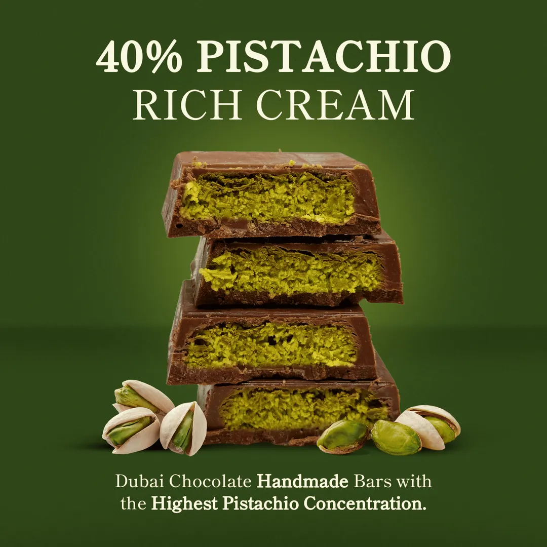 Dubai Chocolate Bar, 3.5 oz - 100g | Pistachio & Khanef (1 Bar)