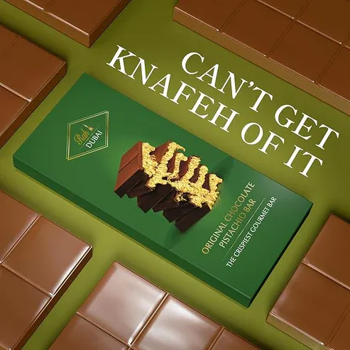 Rah Dubai Chocolate Bar, 7oz - 200g | Pistachio & Khanef (Master Case)