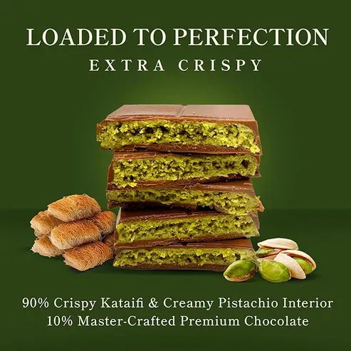Rah Dubai Chocolate Bar, 7oz - 200g | Pistachio & Khanef (Master Case)